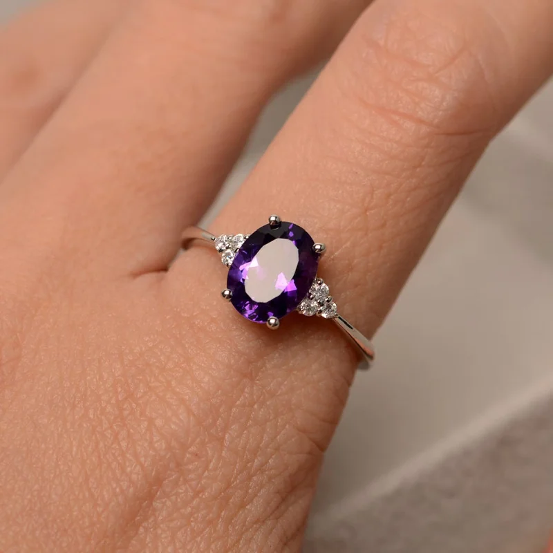 women’s wedding engagement rings-Promise Amethyst Ring