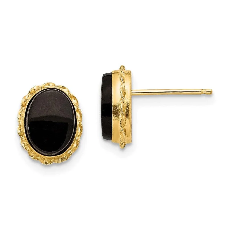 women’s fashion drop earrings-Madi K Kid's 14k  Bezel Onyx Earrings