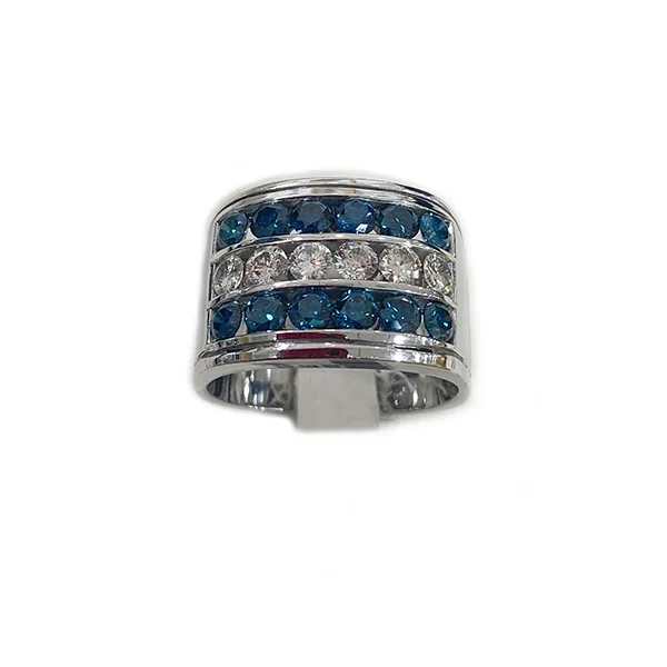 women’s vintage engagement rings-14k White Gold Mens Blue Diamond Ring