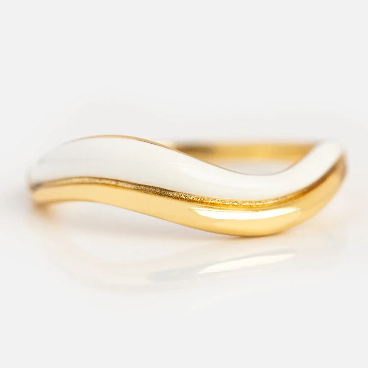 women’s oval gemstone rings-Summer Breeze Enamel Wave Ring