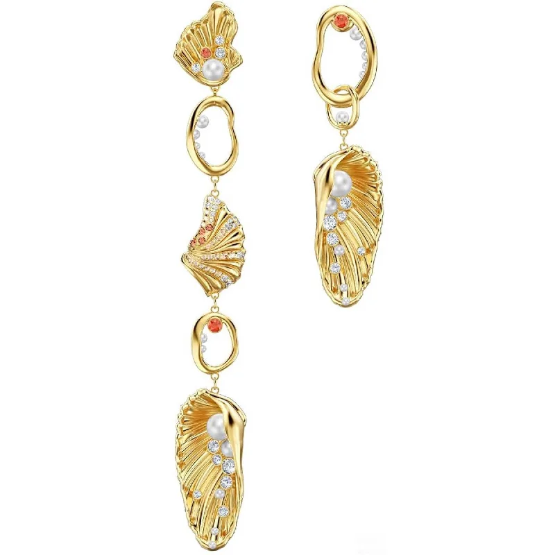 women’s geometric earrings-Swarovski Women's Earrings - Shell Angel Yellow Gold Multicolored Crystal | 5520664