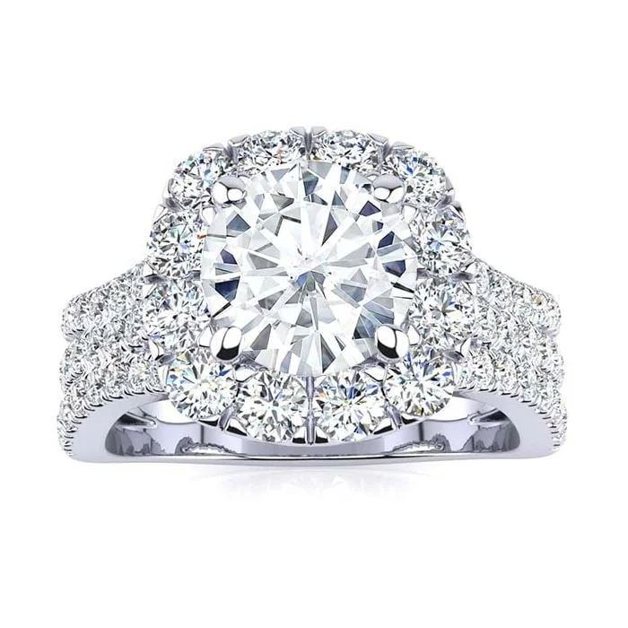 women’s round engagement rings-14K WHITE GOLD LAB GROWN DIAMOND RING