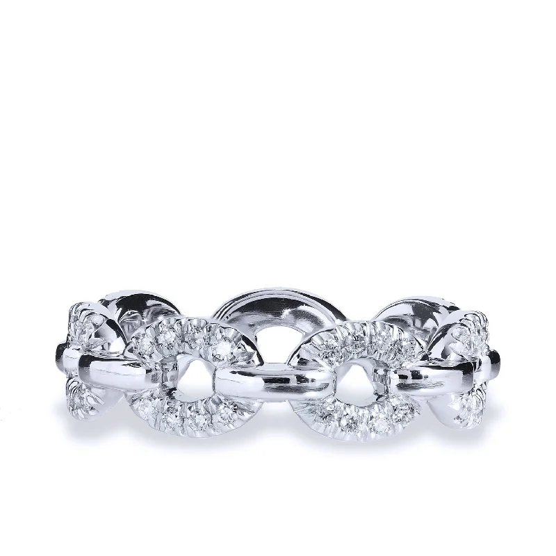 women’s heart rings-Platinum and Diamond Link Band