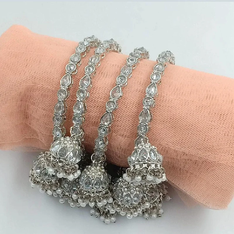 women’s antique bangles-Manisha Jewellery Silver Plated Crystal Stone Bangle Set