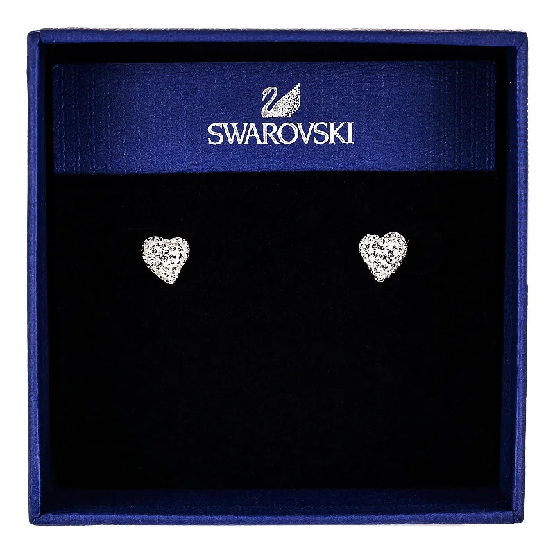 women’s delicate earrings-Swarovski Women's Alana Rhodium-Plated Clear Crystal Pierced Earrings, 3/8" Size | 1121080