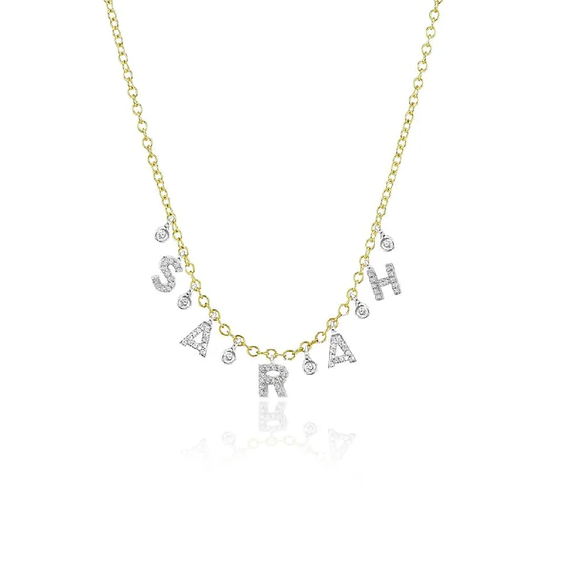 women’s engraved gold necklaces-Custom Initial Diamond Necklace with 5 letters