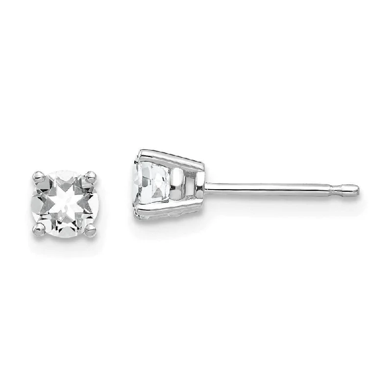 women’s oval earrings-14k White Gold 4mm Cubic Zirconia Earrings