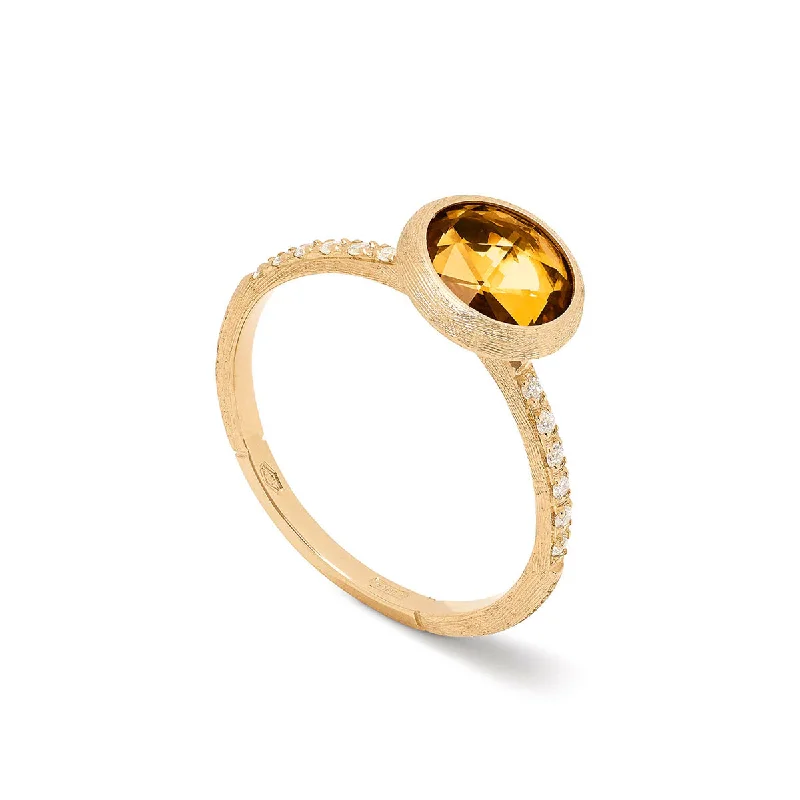 women’s platinum rings-18kt Yellow Gold Citrine Diamond Jaipur Collection Ring