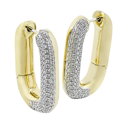 women’s sparkling earrings-Hoop Earrings in 18k Gold with Diamonds LE4640