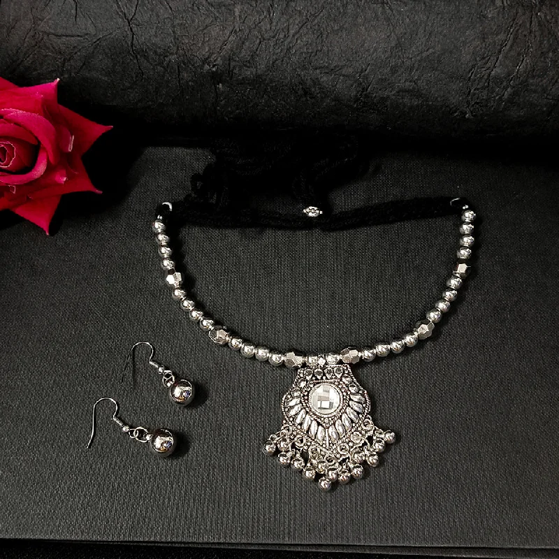 women’s luxury necklaces-Darshana Jewels Oxidised Plated Necklace Set