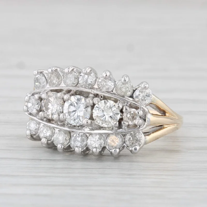 women’s radiant cut engagement rings-Vintage Tiered 0.90ctw Diamond Ring 14k Gold Size 4.5