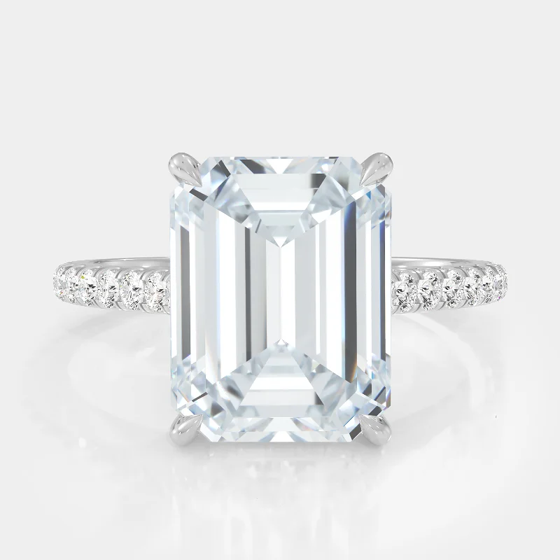 women’s high-quality engagement rings-Emerald Cut Pave Diamond Ring