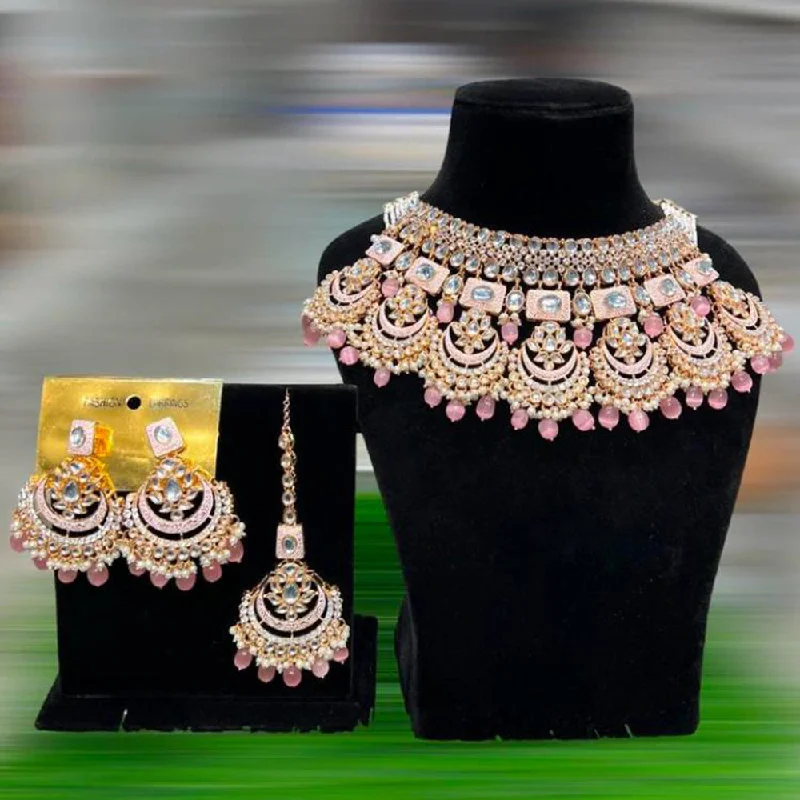 women’s silver pendant necklaces-Hira Collections Gold Plated Kundan Stone And Pearls Meenakari Choker Necklace Set