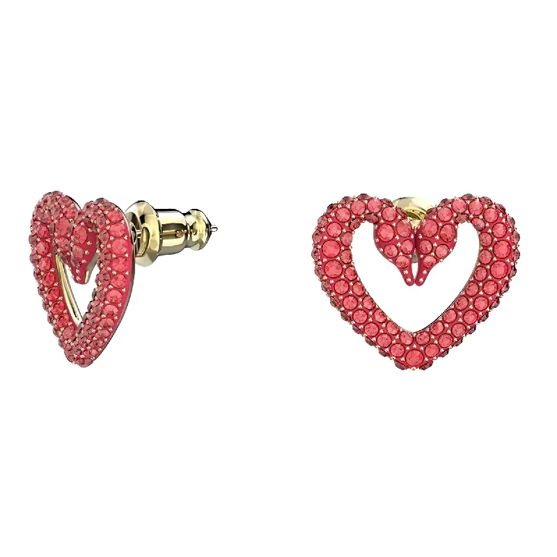 women’s affordable diamond earrings-Swarovski Women's Earrings - Sablima Red Heart Shape Gold Tone Plated | 5634812