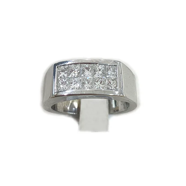 women’s custom engagement rings-18k White Gold Mens Diamond Ring