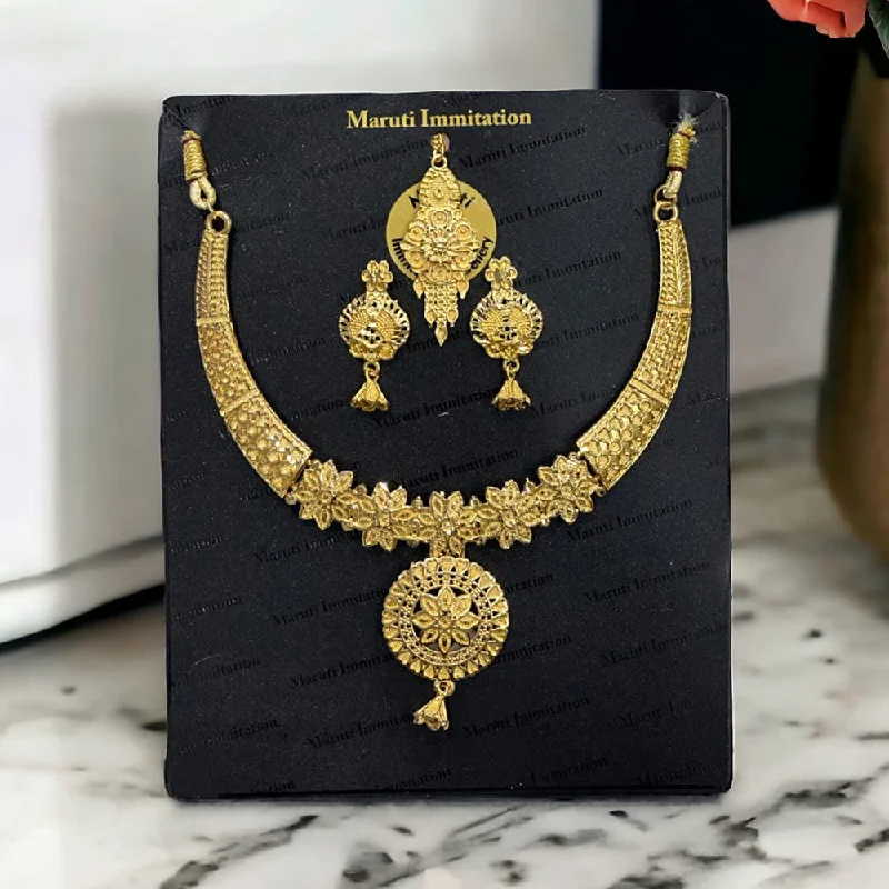 women’s bar necklaces-Maruti Immitation Gold Plated Necklace Set