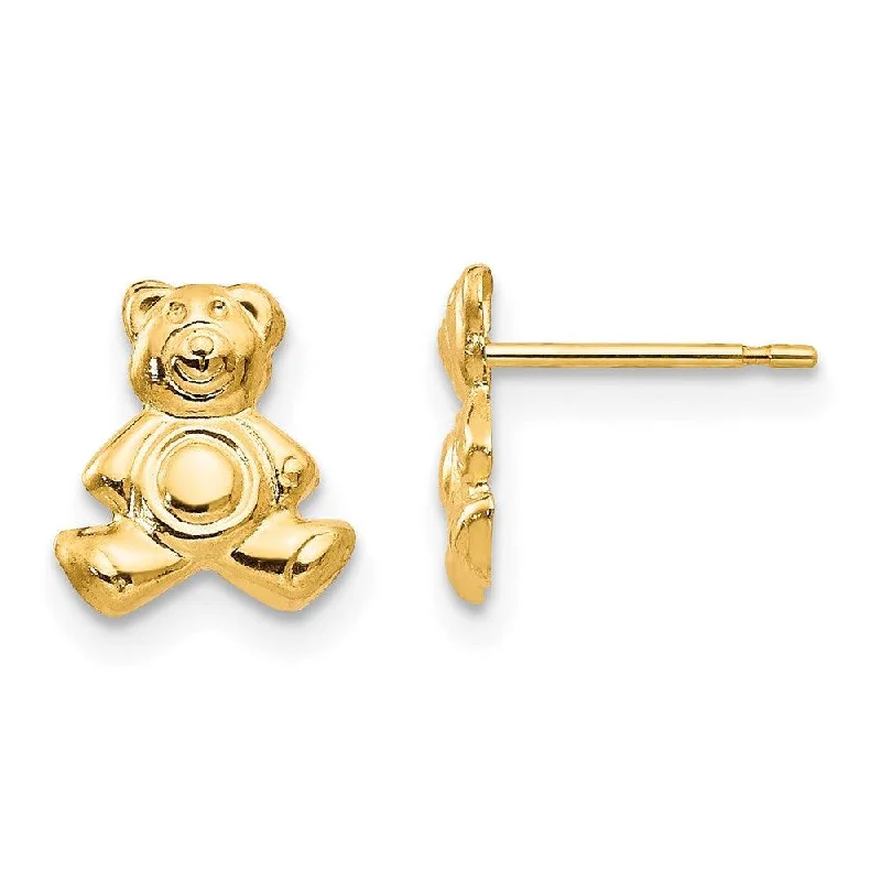 women’s gold drop earrings-Madi K Kid's 14k  Teddy Bear Post Earrings