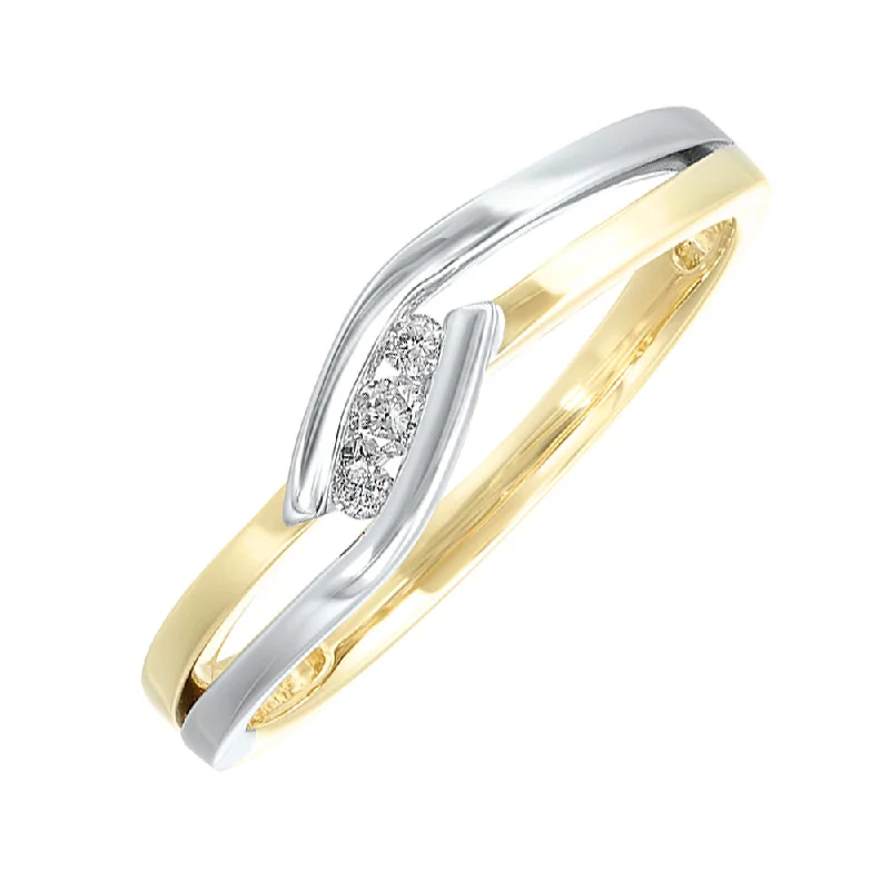 women’s affordable engagement ring sets-10K Two Tone Yellow And White Gold Diamond Ring