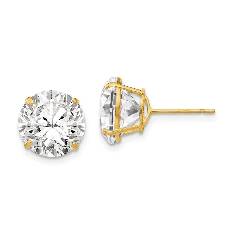 women’s drop earrings-14k 10mm Round CZ Post Earrings