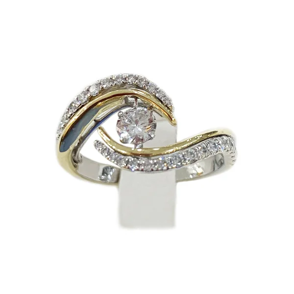 women’s halo engagement rings with diamonds-14k Two Tone Dancing Diamond Ring