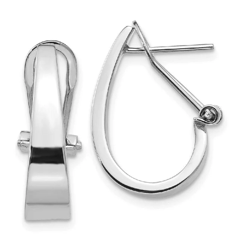 women’s luxury earrings-14k White Gold Polished Hoop Earrings