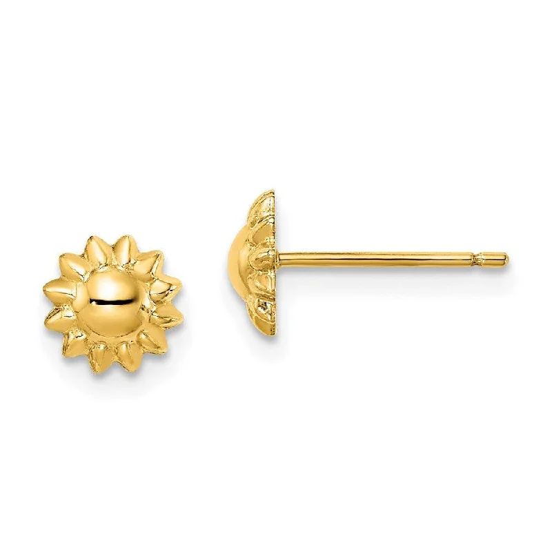 women’s ear jacket earrings-Madi K Kid's 14k  Sunflower Post Earrings