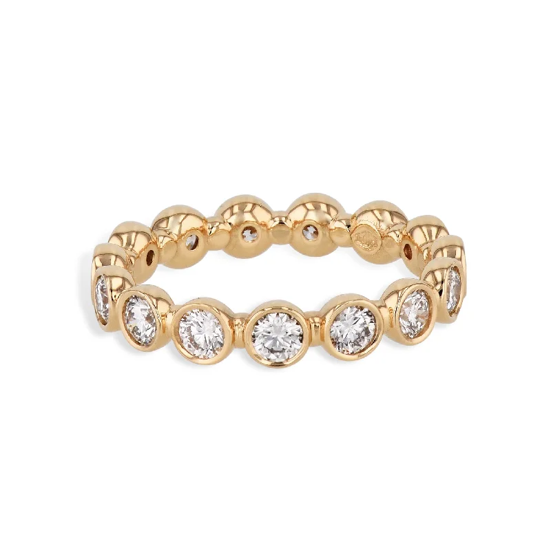 women’s diamond wedding rings-Yellow Gold Round Diamond Eternity Band Ring