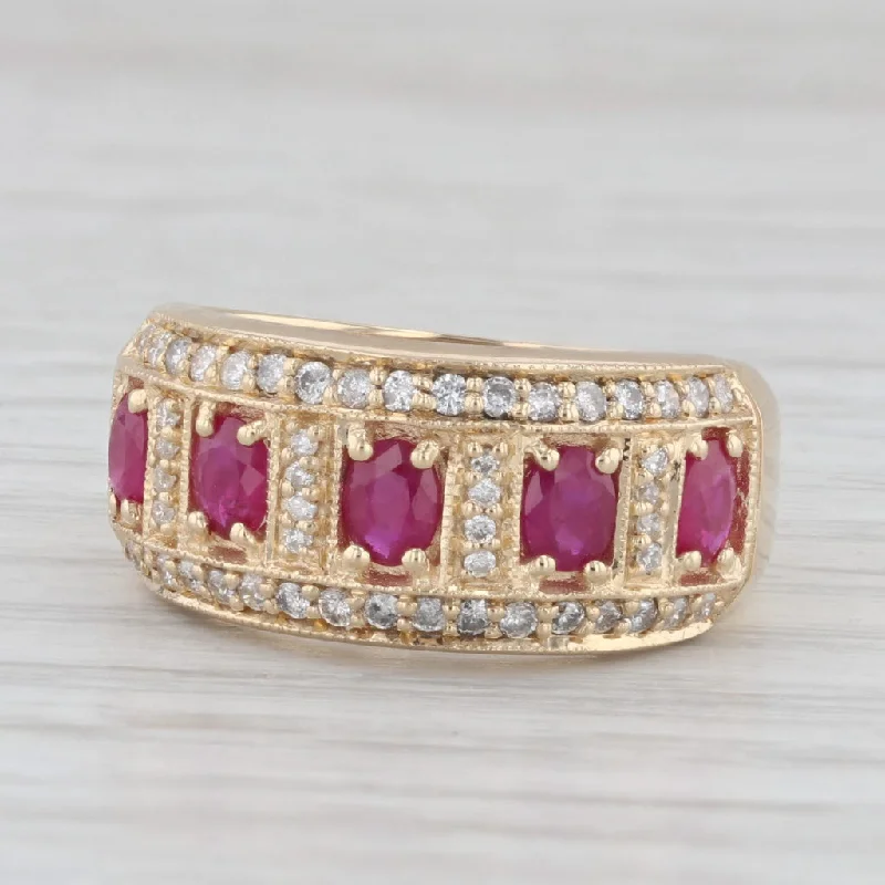 women’s ruby engagement rings-1.61ctw Ruby Diamond Ring 14k Yellow Gold Size 7.25-7.5