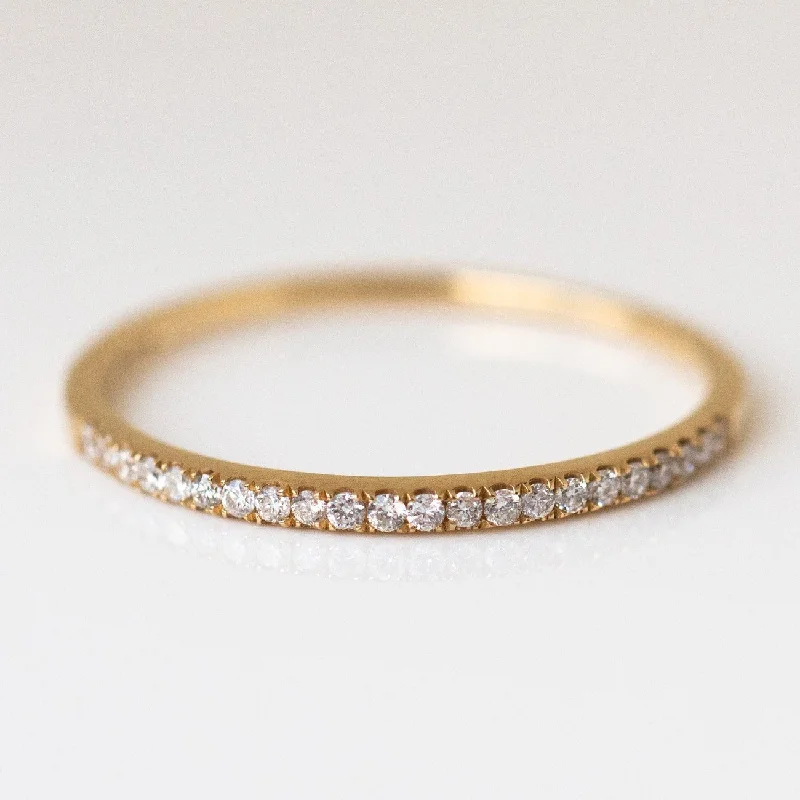 women’s wedding bands-Solid Gold Simple Pave Diamond Band