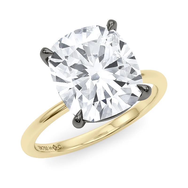 women’s custom engagement rings with diamonds-Mixed Metal Cushion Cut Diamond Ring