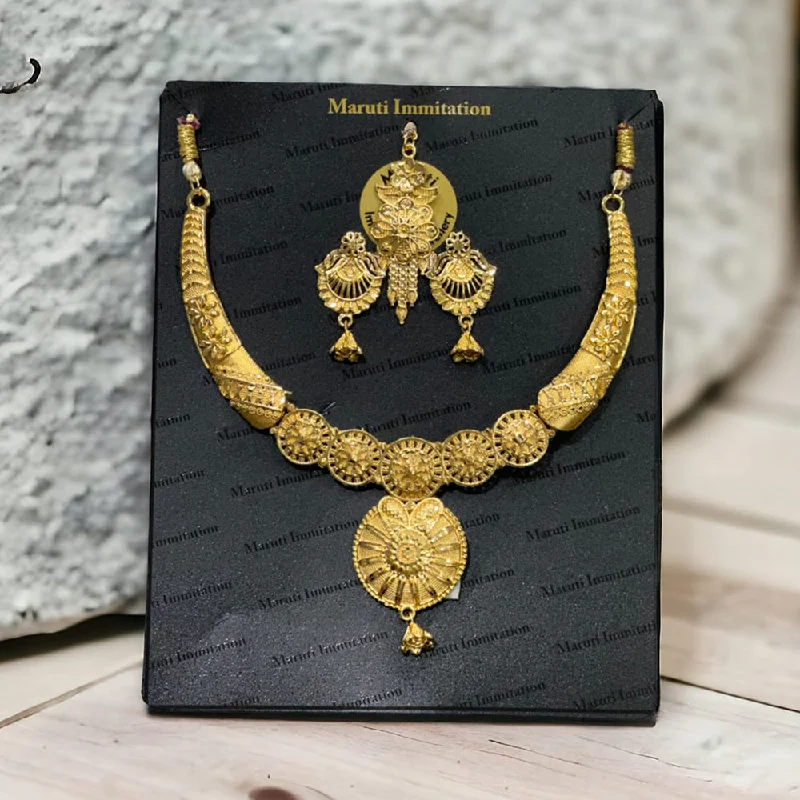 women’s birthstone necklaces-Maruti Immitation Gold Plated Necklace Set