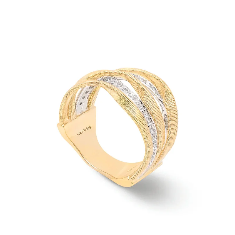 women’s sapphire rings-18kt Yellow Gold Diamond 5-Strand Coil Marrakech Collection Ring