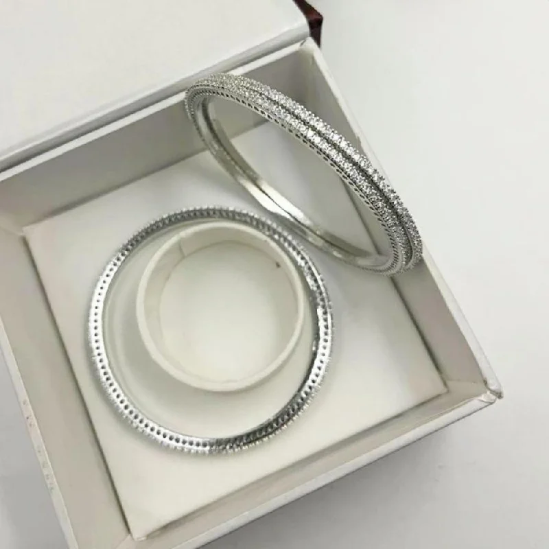 women’s elegant bangles-Aamrapali Silver Plated Austrian Stone Bangle Set