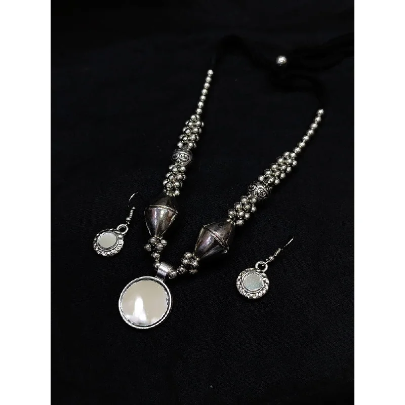 women’s custom necklaces-Akruti Collection Oxidised  Plated Necklace Set