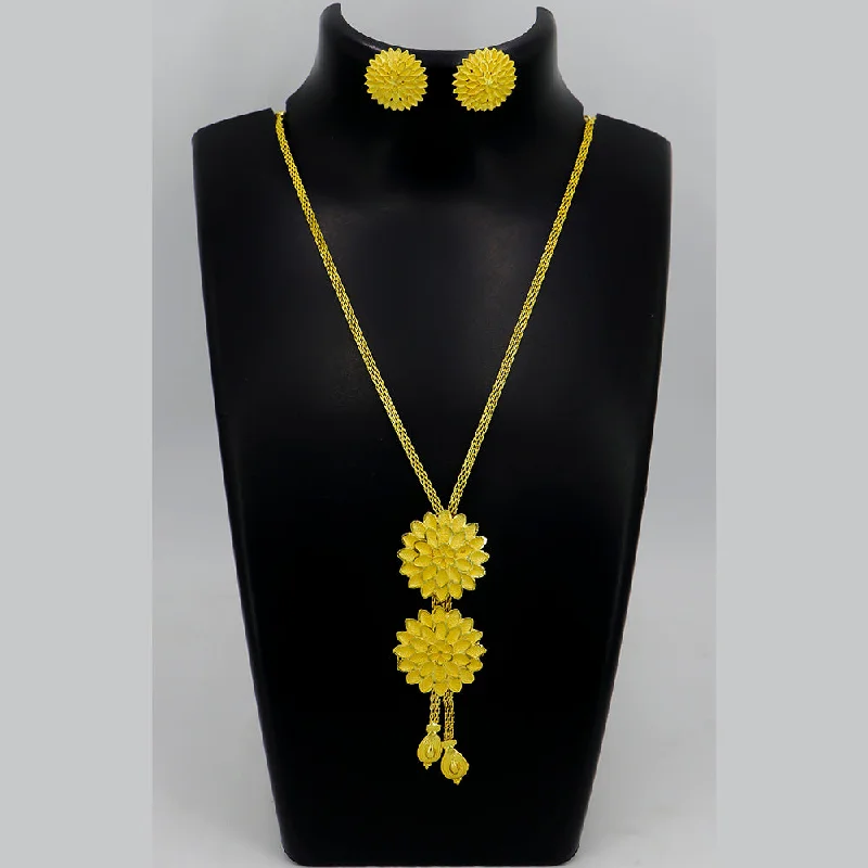 women’s charm and chain necklaces-Mahavir Gold Plated Long Necklace Set