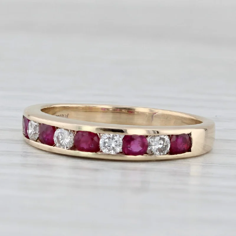 women’s square engagement rings-0.56ctw Lab Created Ruby Diamond Ring 14k Yellow Gold Size 6 Stackable