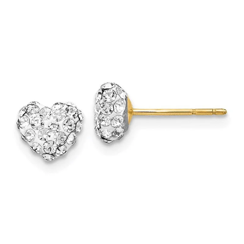 women’s gold statement earrings-14k Crystal 6mm Heart Post Earrings