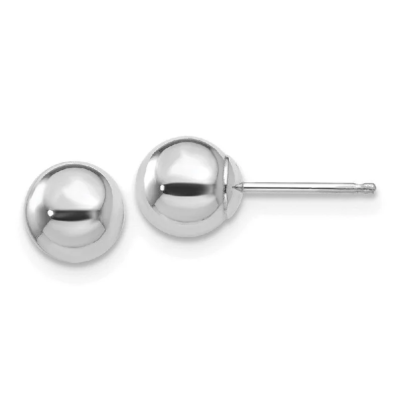 women’s casual earrings-14k White Gold Polished 6mm Ball Post Earrings