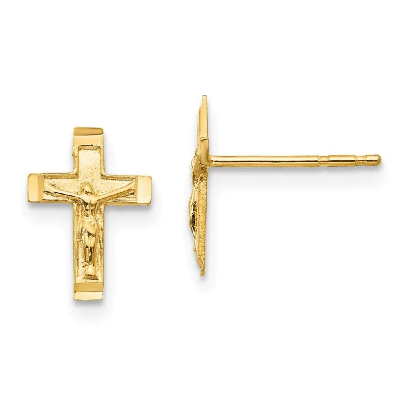 women’s pearl earrings-Madi K Kid's 14k  Crucifix Post Earrings