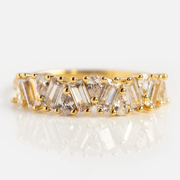 women’s oval diamond rings-Vintage Glamour Statement Band