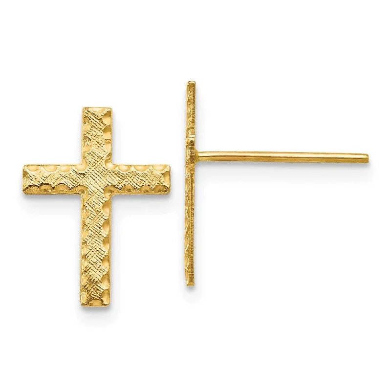 women’s trendy hoop earrings-14k Brushed Finish Cross Earrings