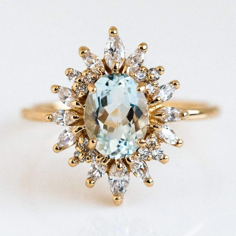 women’s wedding rings-Lana Ring with Aquamarine & CZ