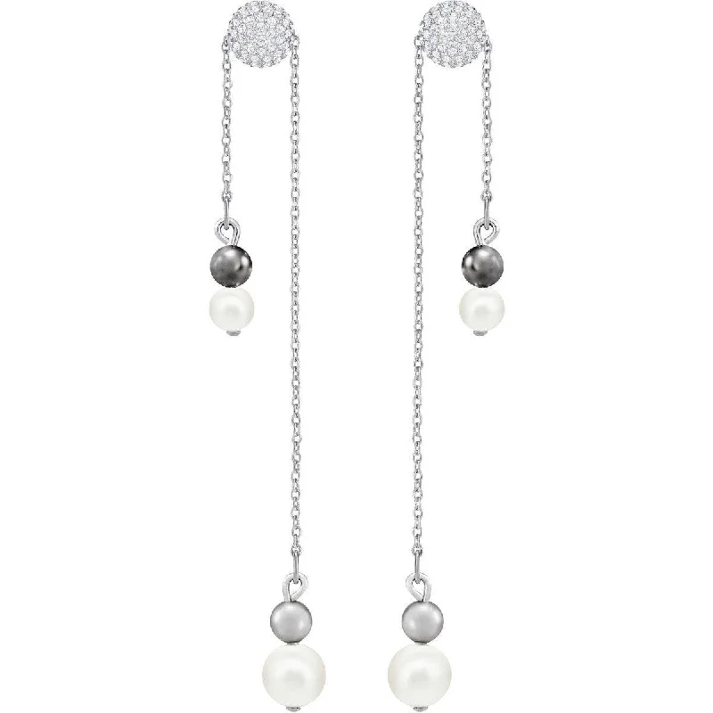 women’s sparkling earrings-Swarovski Women's Earrings - Canopy Rhodium-Plated Crystal Dangle and Drop | 5412408