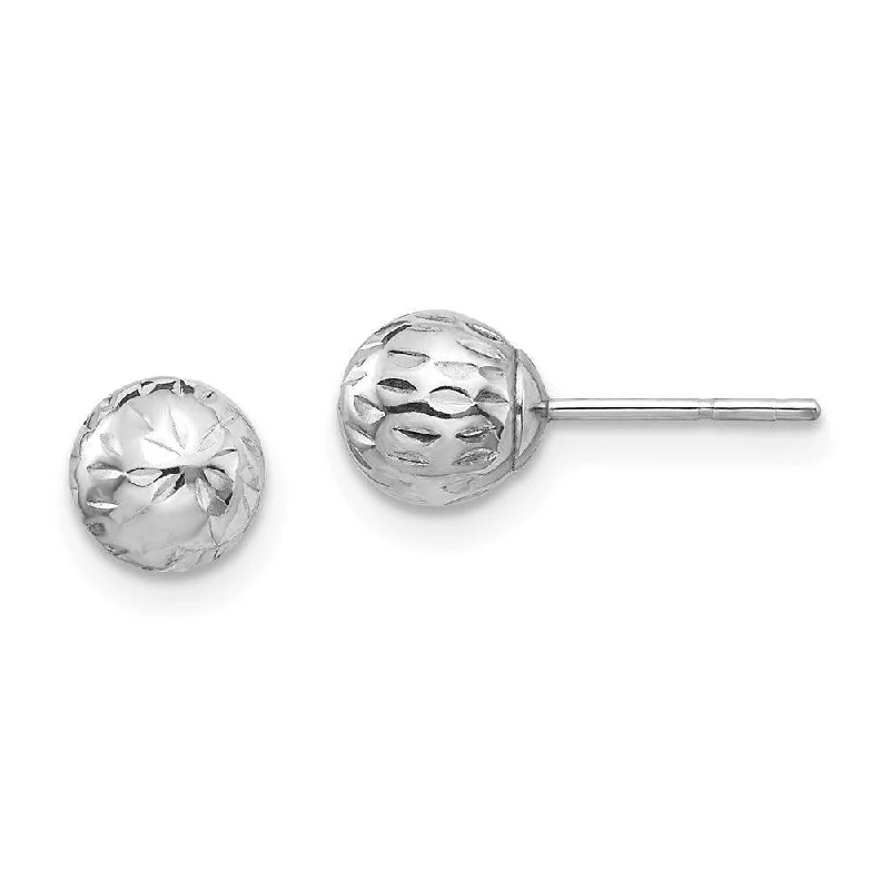 women’s colorful gemstone earrings-Madi K Kid's 14K White Gold  Diamond Cut 6M Ball Post Earrings