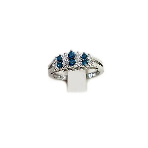 women’s cushion cut engagement rings-14k White Gold Blue Diamond Ring