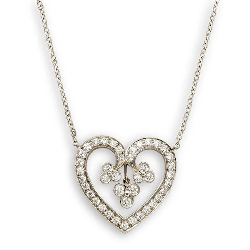 women’s wedding necklaces-Platinum Lace Heart Pendant Necklace