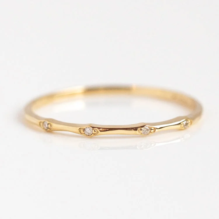 women’s elegant rings-Solid Gold Textured Diamond Band