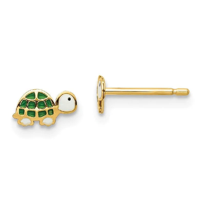 women’s sterling silver studs-Madi K Kid's 14k  Enamel Turtle Post Earrings