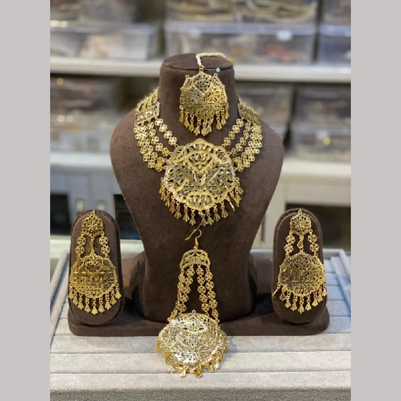 women’s matching necklaces-Hira Collections Gold Plated Necklace Set