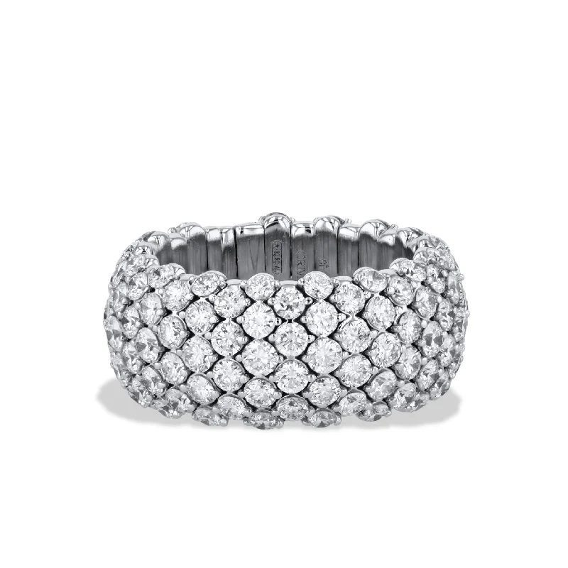 women’s boho rings-4.45ct Diamond 18K White Gold Stretch Ring